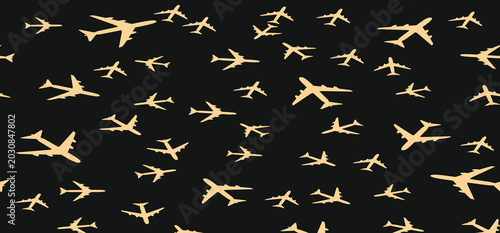 Tablou pe pânză Aeroplane artful useful trendy stylish design vector Illustration pretty colorful on black background, vector illustration