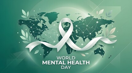 World mental health day concept with global map and ribbon