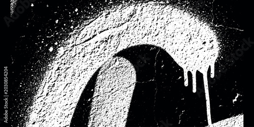Photos Abstract white spray paint curve with vertical drips on black hip hop graffiti b