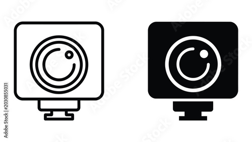 Action camera icon set line and glyph style