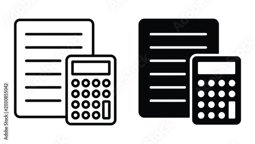 Calculator and financial report icon set