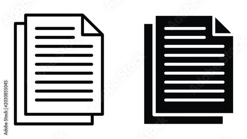 Document file page icon set line and glyph style