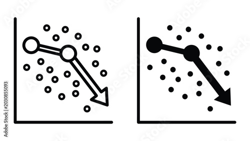 Scatter plot graph icon showing downward trend