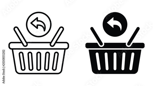 Bild auf Leinwand Return item shopping basket vector icon set