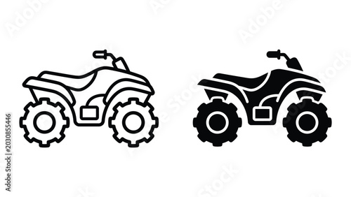 Bild auf Leinwand ATV quad bike icon set line and glyph