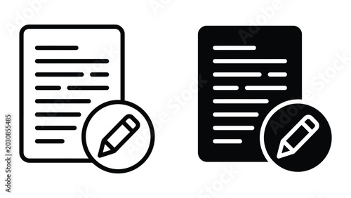 Obraz na płótnie Edit document icon set line and glyph style