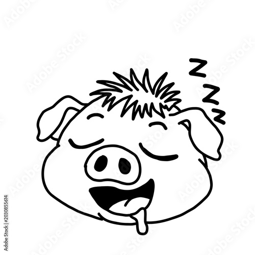Obraz na płótnie Illustration of a pig sleeping soundly and drooling