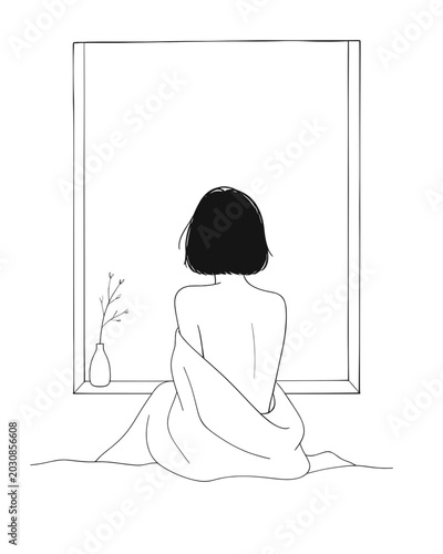 Canvas Print A moment of solitude captured in minimalistic art, revealing a sense of introspection and tranquility through simplicity