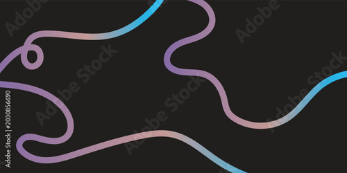 Colorful neon gradient wavy lines on black background.