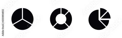 Obraz na plátne Statistical Pie Chart and Donut Diagram Icons