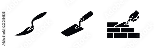 Tableau sur toile Masonry Bricklaying and Trowel Tool Icons