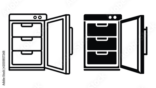 Freezer icon line and glyph style vector illustration