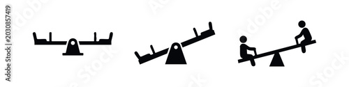 Fotografie Seesaw and Teeter Totter Playground Equipment Icons for Balance and Play