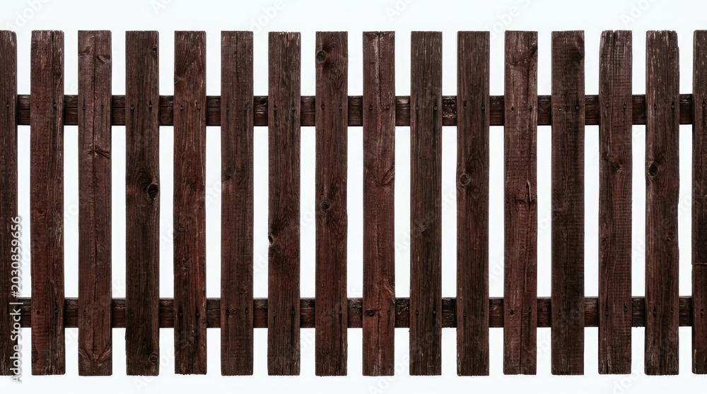 Fototapeta premium Dark Brown Wooden Picket Fence Texture Background.