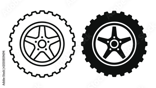 Off road wheel and tire icon set