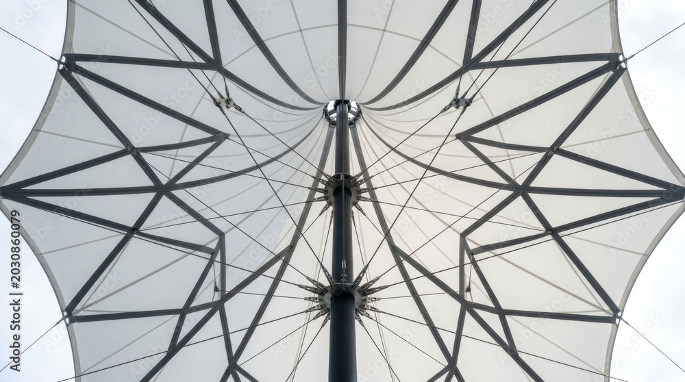 Naklejka premium Geometric Structure of a Modern Outdoor Canopy.