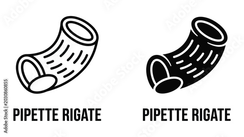 Pipette rigate pasta icon in line and glyph style