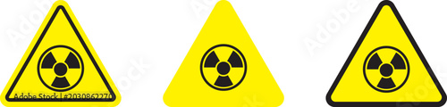Radiation warning symbols set radioactivity hazard sign danger atomic energy danger symbols vector illustration.