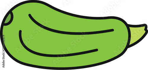 Schilderij op canvas Green zucchini vegetable vector icon presenting organic food and agriculture sym