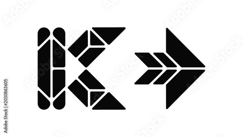 Bild auf Leinwand Black geometric arrow pattern with triangular shapes and circular white triangle