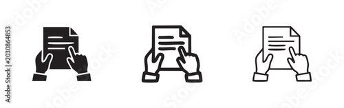 Canvastavla Hand Pointing at Document Icon Set for Contract Review and Data Analysis