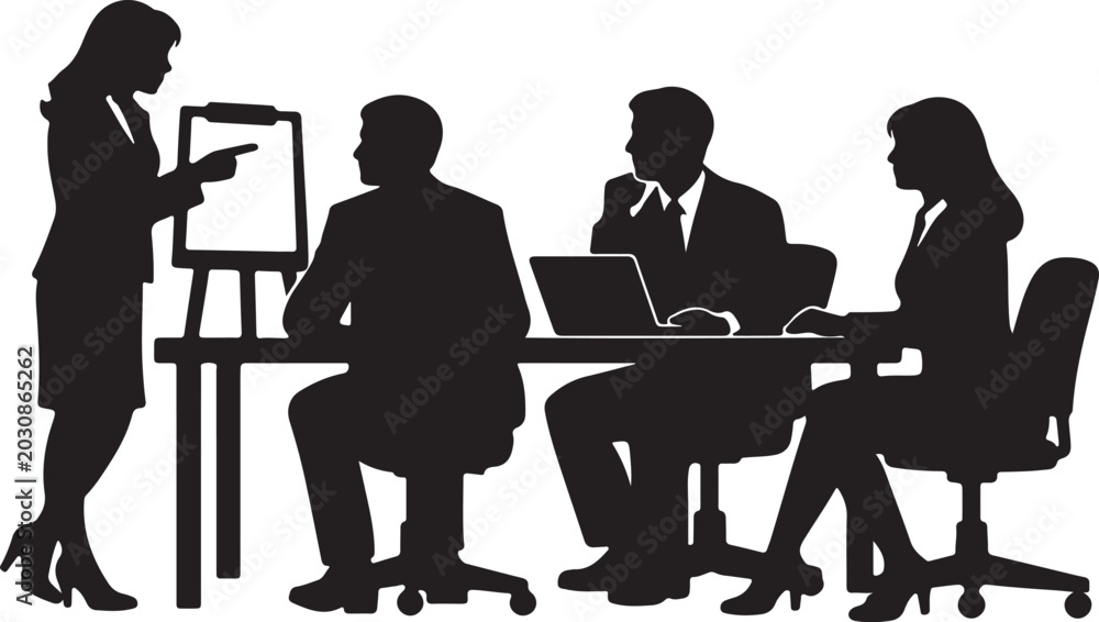 Fototapeta premium Business People Silhouette – Corporate Employees, Office Workers and Professional Team Vector Set