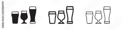 Photos Various Beer Glasses Icon Set - Assorted Beverage Drinkware