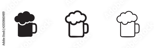 Photography Foaming Beer Mug Icon Set - Refreshing Alcoholic Drink Symbol
