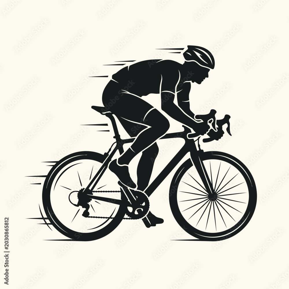 Naklejka premium Professional cyclist riding a bicycle fast.