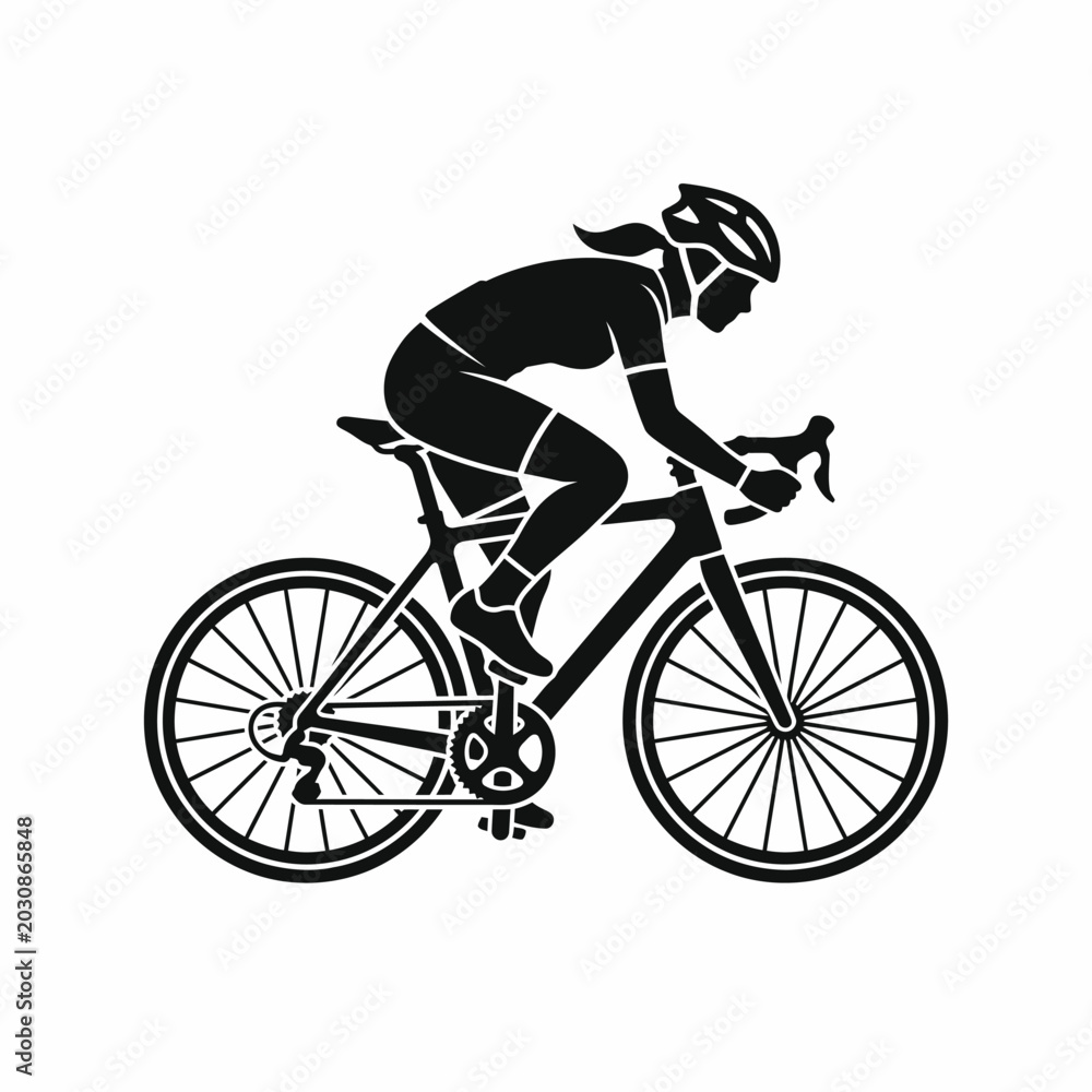 Naklejka premium Cyclist riding a bicycle in motion.