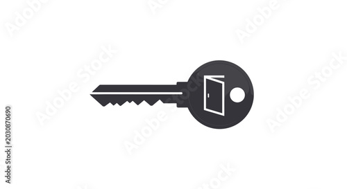 Cuadro en lienzo Unlocking new opportunities and access with a conceptual dark grey key featuring an open doorway icon symbolizing entry security and discovery of possibilities for growth and innovation