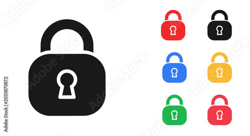 Tableau sur toile Collection of Security Icons Versatile Padlocks in Vibrant Colors Representing P