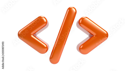 Quadro su tela Orange 3D Angle Brackets and Slash Symbols