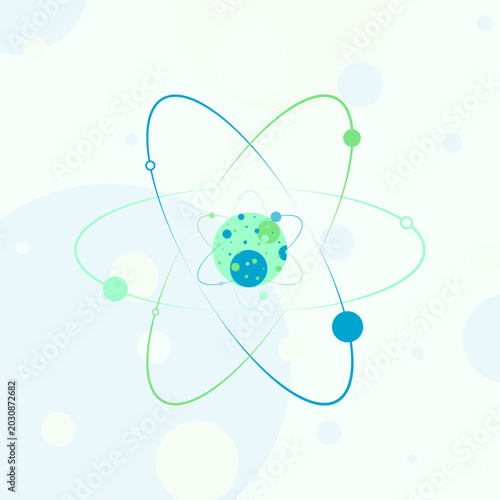 Photos Atomic structure, chemistry and science concept.