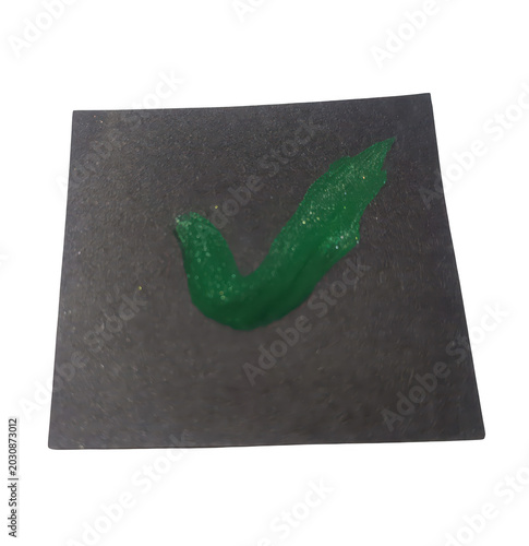 Bright green check mark symbol in vibrant detail