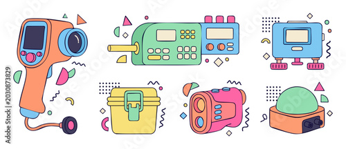 Tableau sur toile Surveying Equipment Set Measuring Tools, Geodesy Instruments and Laser Distance