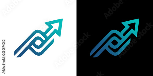 Photos Abstract upward arrow logo design in blue gradient, symbolizing growth, progress