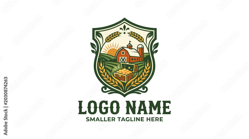 Fototapeta premium Logo template with farm illustration.