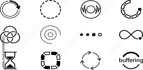 Fotografía Loading Icon Set with Progress Spinners Buffering Wheels and Hourglass Symbols f