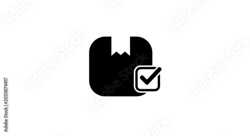 Delivered and Verified A Package Icon with a Checked Mark Symbolizing Successful Shipment and Task Completion Ideal for Logistics and Online Commerce Graphics