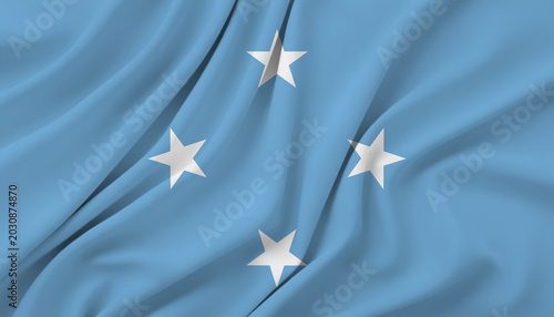 Photos Federated States of Micronesia flag with four white stars on light blue