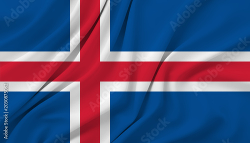 Bild auf Leinwand Icelandic flag waving on blue background national symbol country emblem Scandinavian cross north european