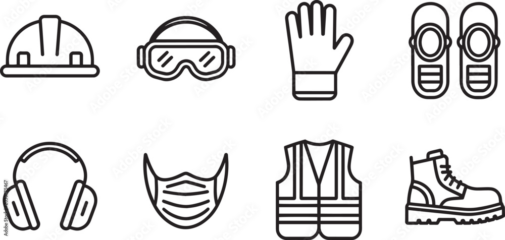 Fototapeta premium safety equipment icons on white background