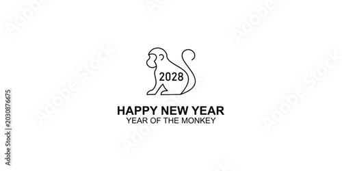 Photography Unique happy new year 2028 logo design , year of the monkey ,vector
