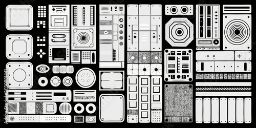 Foto futuristic interface panels and elements sci fi style isolated on white