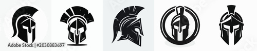 Schilderij op canvas Vector silhouette of spartan helmet