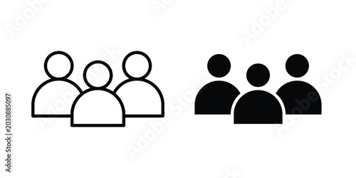 Users icon. Glyph solid icons collection. Line symbols