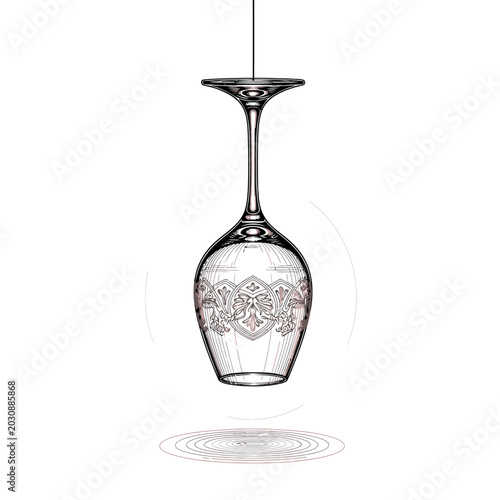 A vector illustration of a hanging glass pendant light fixture with intricate design