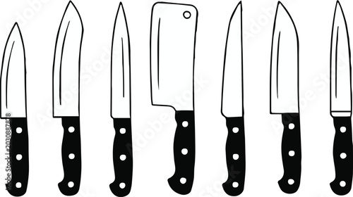 Billede på lærred knife chef santoku cleaver carving serrated kitchen cutlery vector