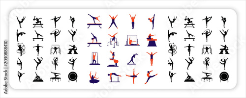 Photos Gymnastics Silhouettes Set – Artistic Gymnast Poses, Acrobatics and Rhythmic Gym